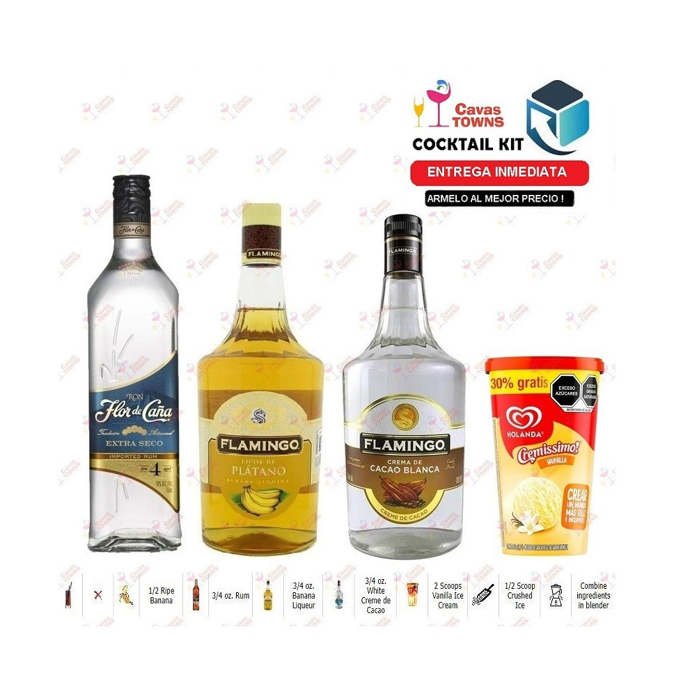 Ron Flor de Caña Cocktail Kit Banana Boat Receta Recipe - Cavas Towns