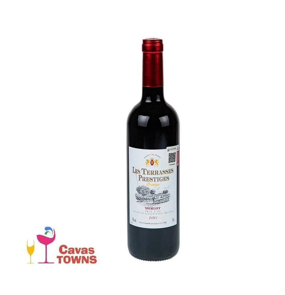 Vino Tinto Frances Les Terrasses Prestige IGP 750 ml - Cavas Towns