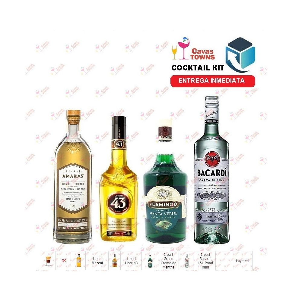 Cocktail Kit Mexican Flag 3 Mezcal Receta Recipe - Cavas Towns