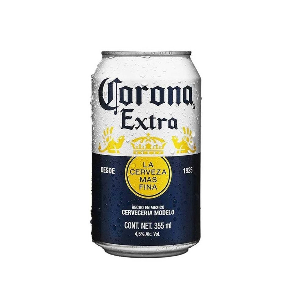 Cerveza clara Corona extra lata de 355 ml - Cavas Towns