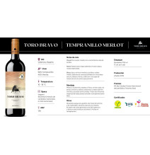 Vino Tinto Toro Bravo Tempranillo Merlot 750 ml - Cavas Towns
