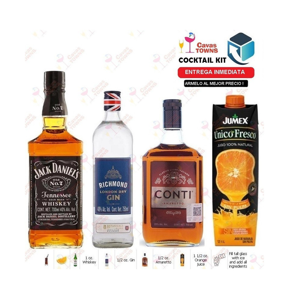 Ginebra Richmond Cocktail Kit Alabama Slammer - 6 Receta Recipe - Cavas Towns Ginebra Richmond Cocktail Kit Alabama Slammer - 6 Receta Recipe - Cavas Towns