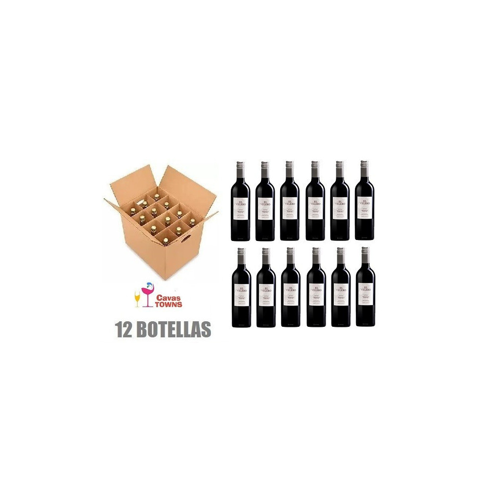 Caja 12 Botellas Vino Tinto El Velero Tempranillo Garnacha 750 Ml - Cavas Towns Caja 12 Botellas Vino Tinto El Velero Tempranillo Garnacha 750 Ml - Cavas Towns